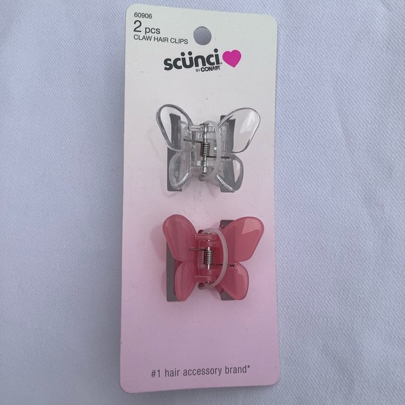Scunci 2pc Butterfly Claw Hair Clips Transparent Pink and Clear - Picture 8 of 8